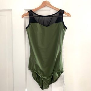 Avocado & Black Mesh Mariia Leotard